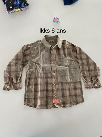 Chemise à carreaux beige ikks 6 ans