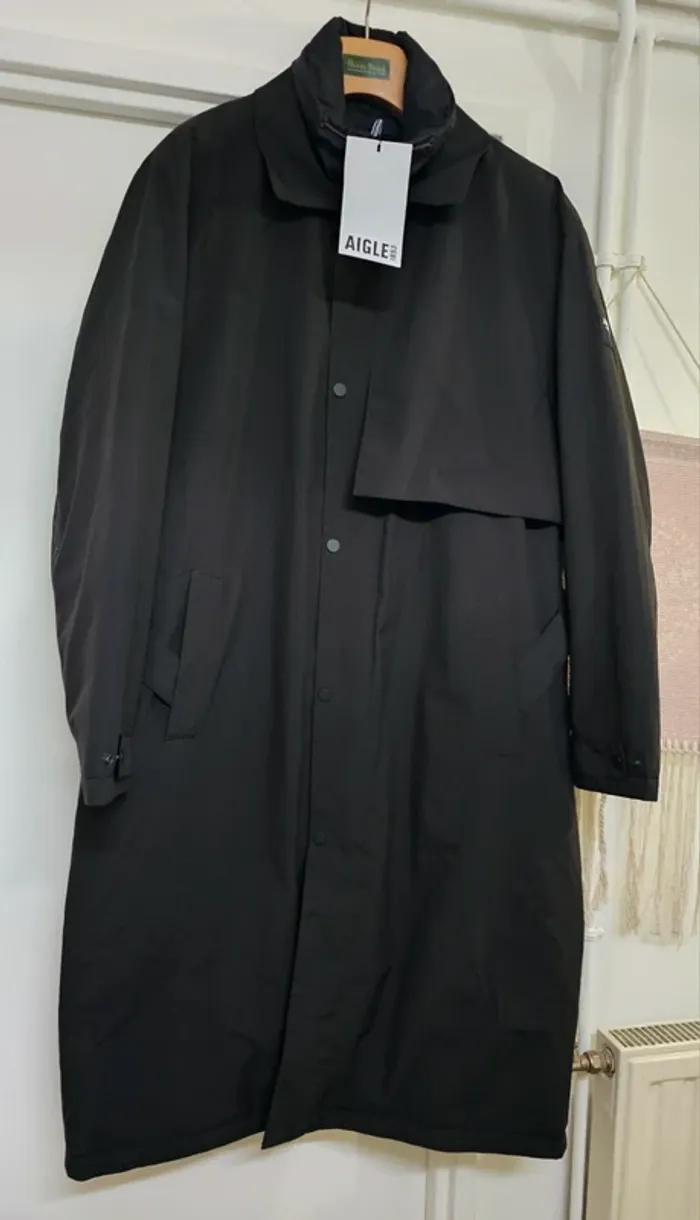 Manteau Doudoune Gabardine Parka Déperlant Aigle Taille L - photo numéro 3