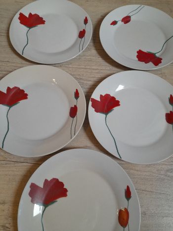 Lot 5 assiettes coquelicot