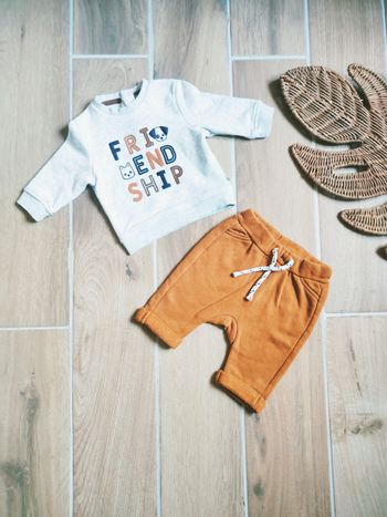 🐶Obaïbi/Tape à l'oeil - Ensemble Pantalon molletonné et sweat motifs chien et chat - Taille 3 mois