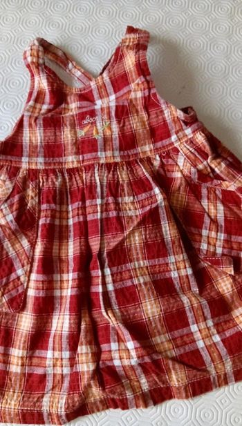 Robe à carreaux rouge orange dos croisé 6 mois