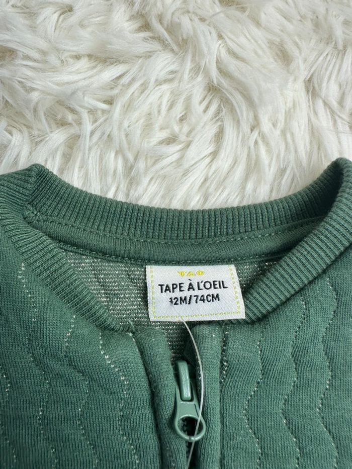 Gilet zippe tape à l’œil taille 12 mois - photo numéro 2