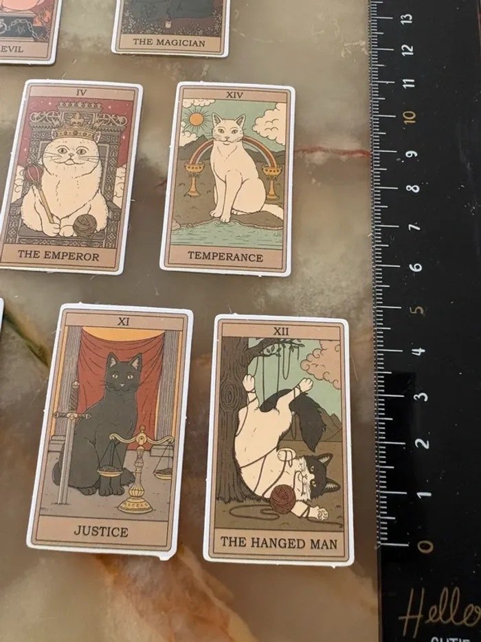 Stickers carte de tarot chats 12 pièces - photo numéro 2