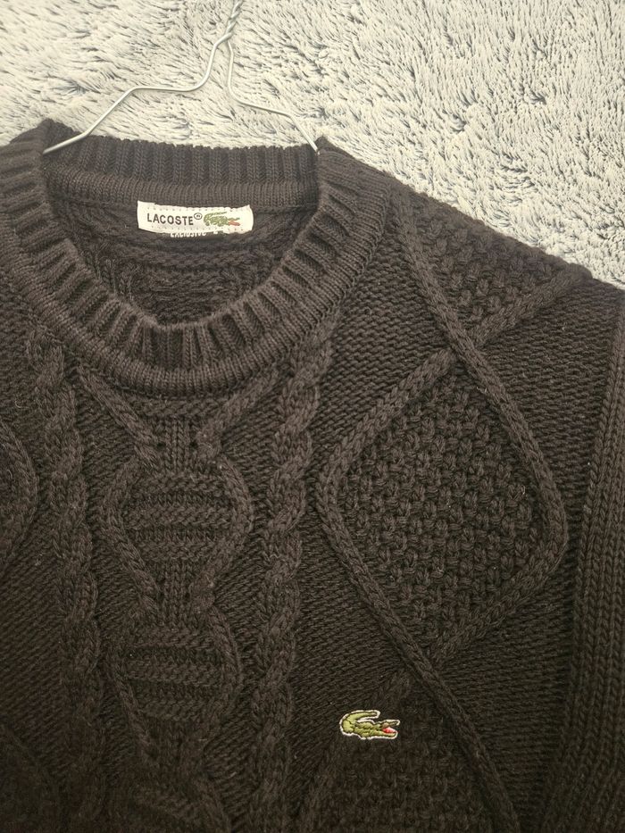 Pull en laine torsadé noir de chez Lacoste - photo numéro 2