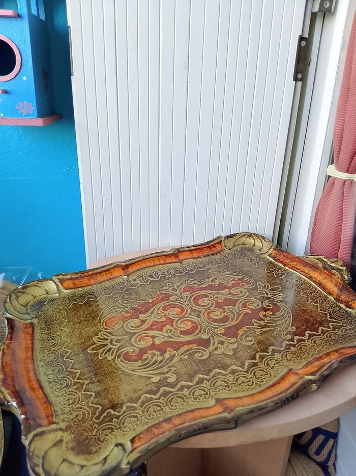 Ancien plateau Florentin en bois - photo numéro 2