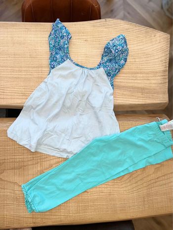 Ensemble okaidi jacadi liberty 10 12 ans fille été débardeur dos nu legging