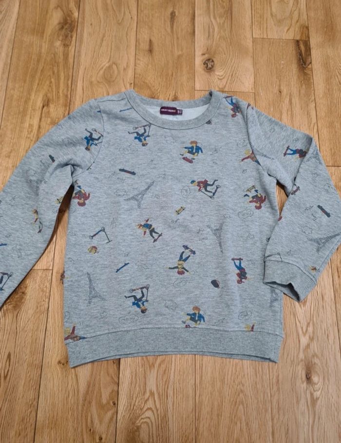 Sweat gris chiné motif street 8 ans neuf - photo numéro 3