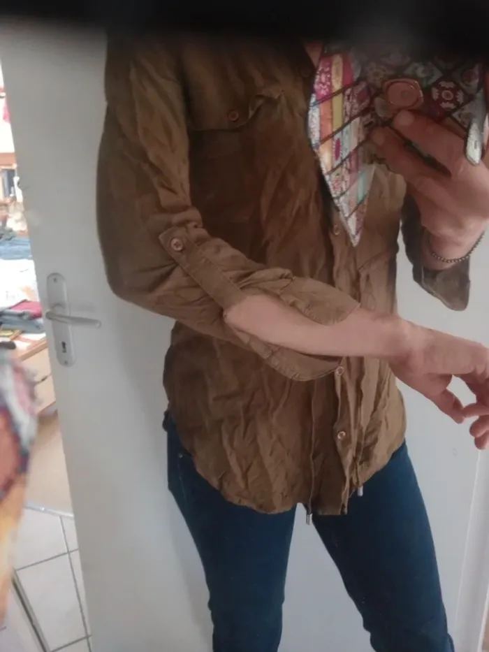 Chemise 38 femme cintrée – kaki c87 - photo numéro 6