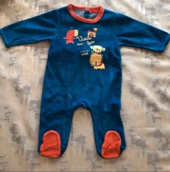 Pyjama 1 pièce bébé Tissaia bleu marine 3 mois – velours – TBE