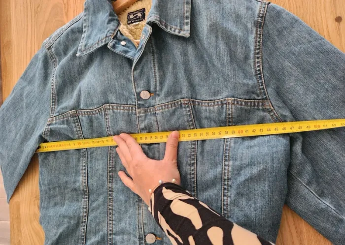 veste en jean fournée chaude blouson en jean bleu STK taille 38 excellent état - photo numéro 7