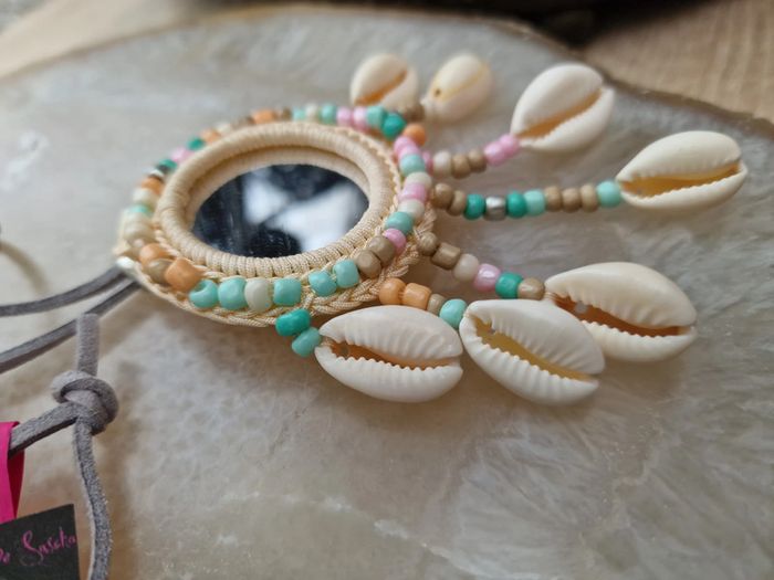 Collier Sautoir Miroir Boheme Macramé Attrape Reves Coquillages Perles - photo numéro 11