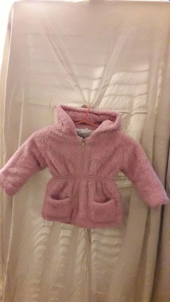 Manteau peluche tout chaud rose 24 mois
