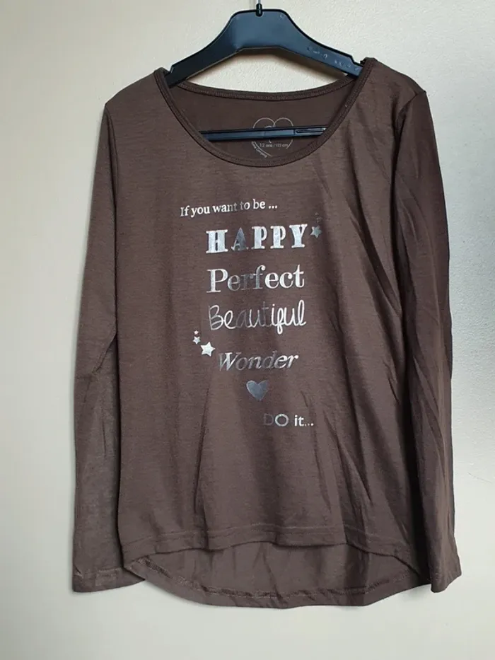T-shirt fluide marron FPC taille 12 ans