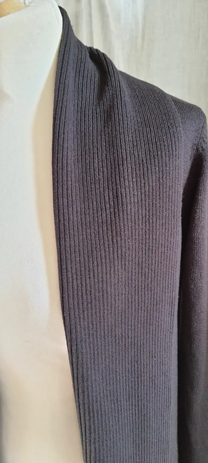 Gilet femme grand col marron foncé GEMO Taille M - photo numéro 3