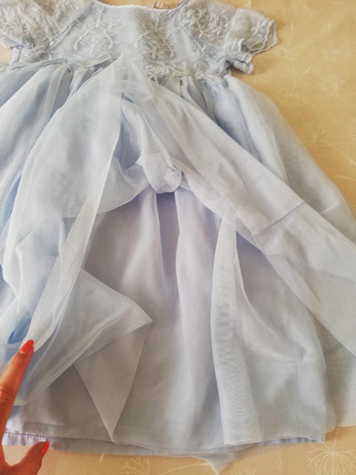 Robe manches courtes turquoise tulles sur la jupe 9/10 ans H&M - photo numéro 2