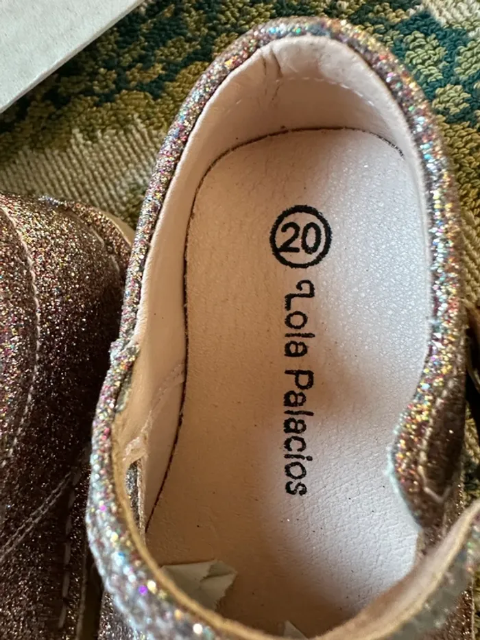 NEUF chaussures babies cuir bébé fille 20 Lola Palacios rose doré paillettes - photo numéro 6