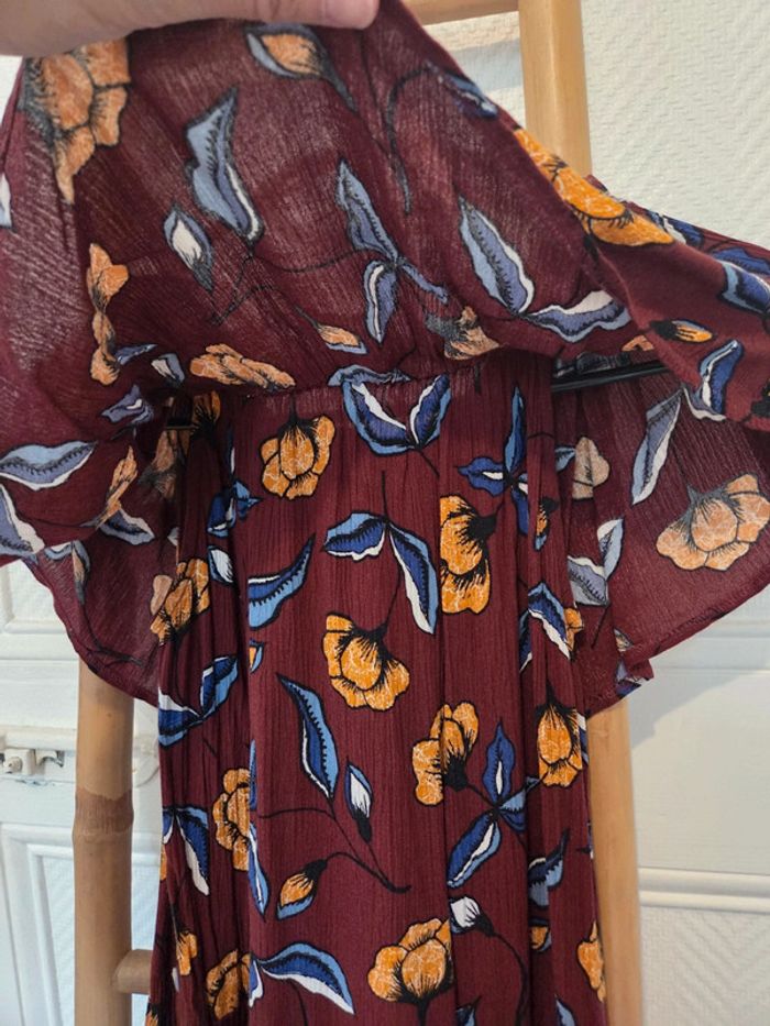 Robe longue fleurs marron bleu - photo numéro 4
