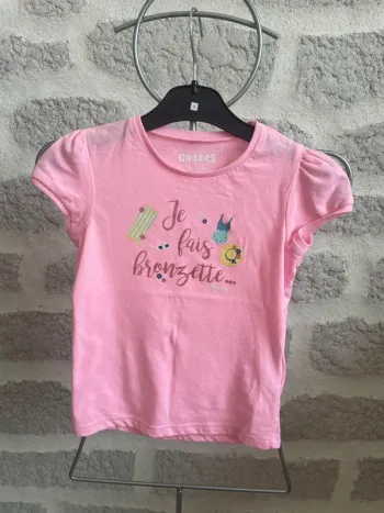 Tee shirt fille rose creeks 5 ans manches courtes