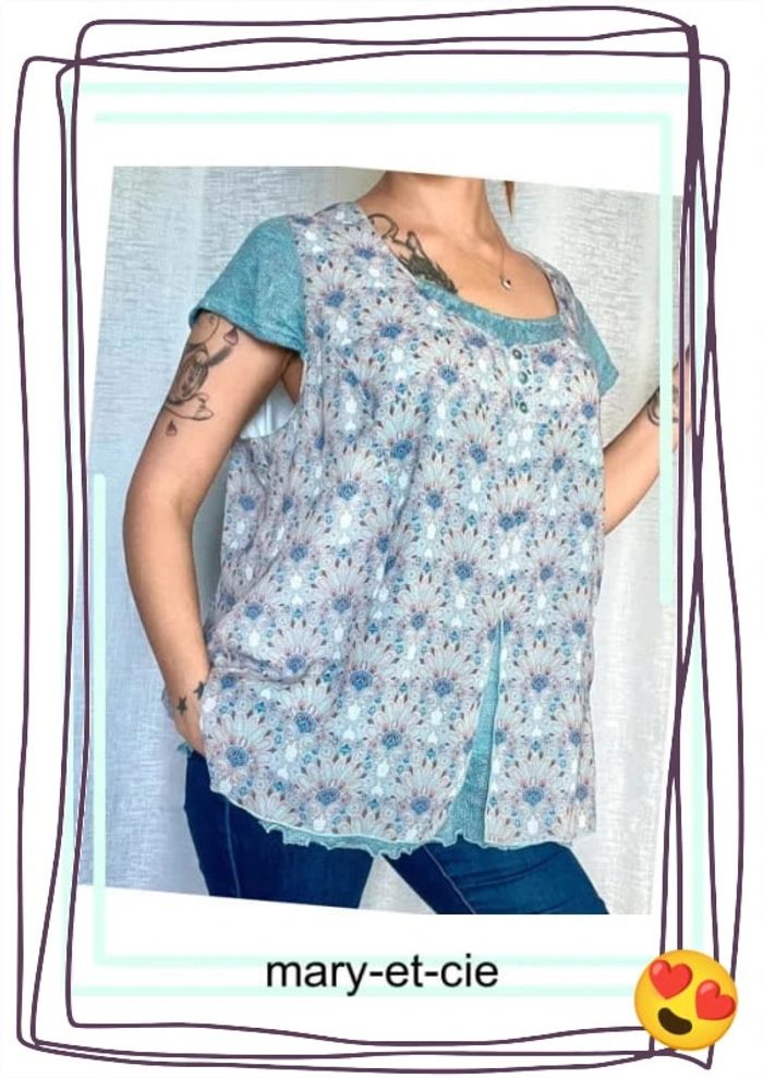 SOLDÉ - Blouse manches courtes taille 50 - photo numéro 2