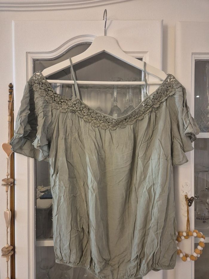 Haut bohème Kaki taille unique Made In Italy