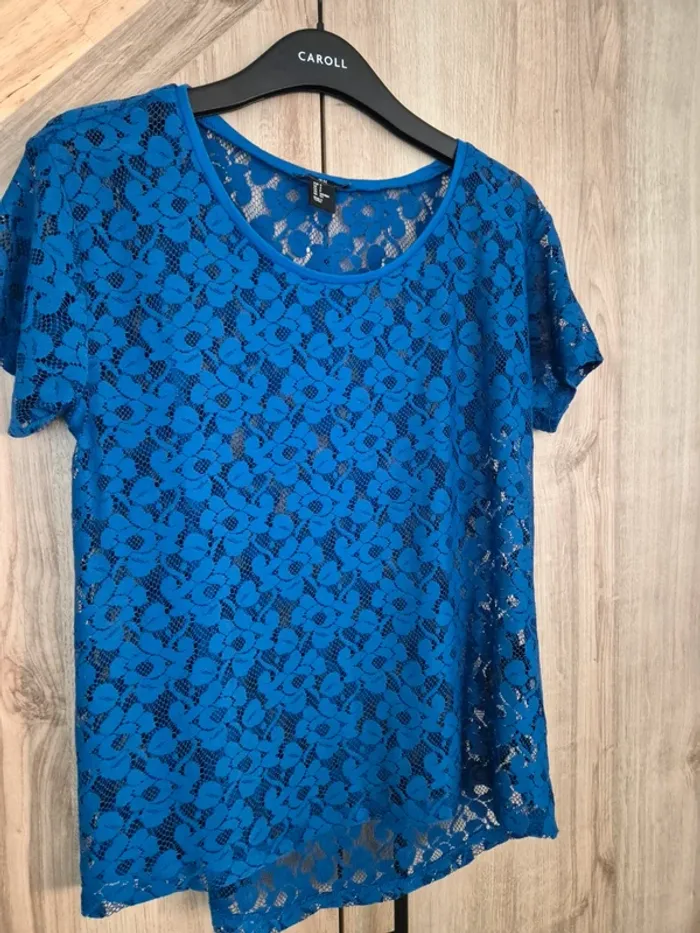 Top en dentelle bleu - Camaïeu - Taille S (convient 38/40)