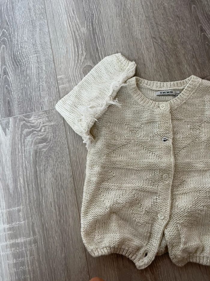 Gilet fille beige pailleté IKKS 18 mois - photo numéro 2