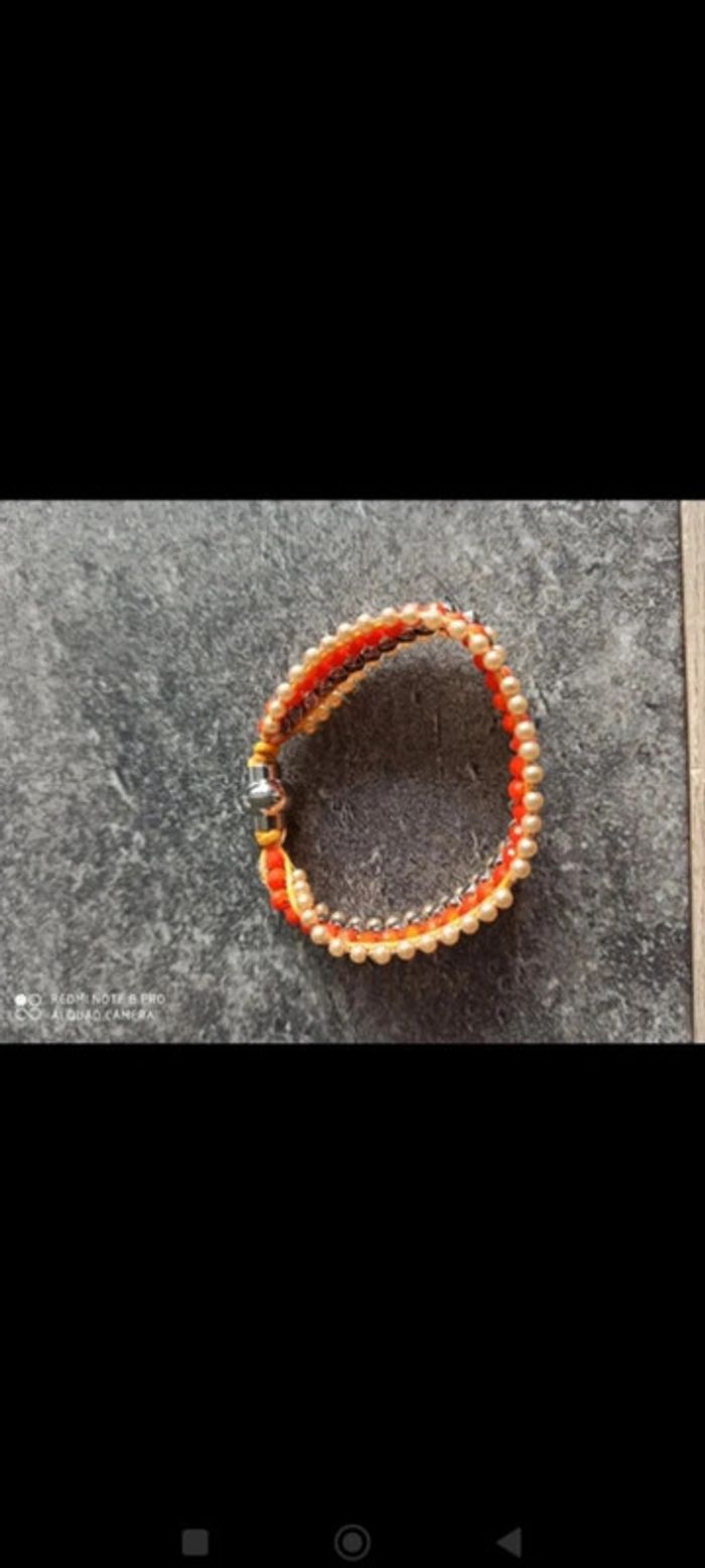 Bracelet aimanté perles orange - photo numéro 5