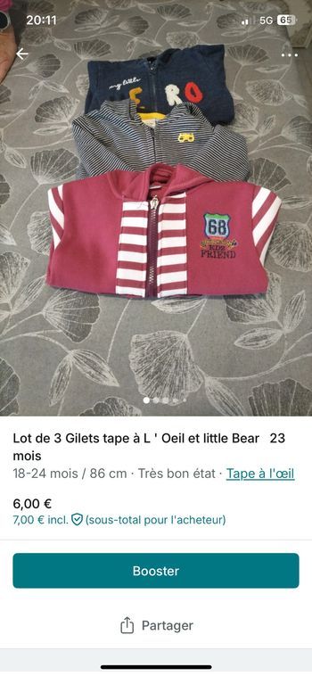 Lot de trois gilets 24 mois