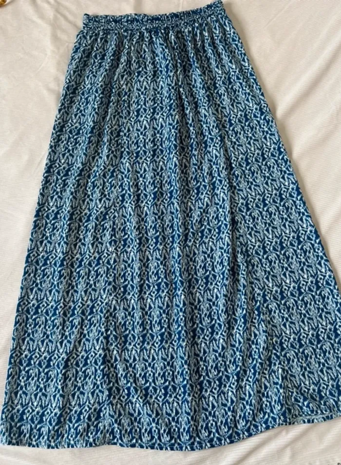 Jupe longue bohème bleu blanc taille L legere - photo numéro 3