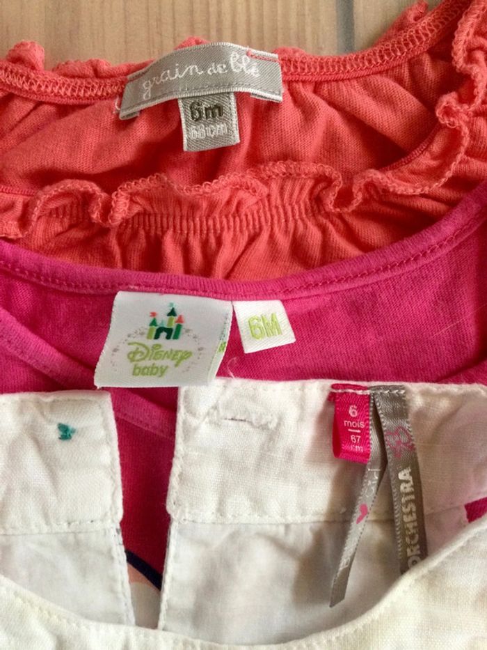 Lot 3 t-shirts manches courtes fille - 6 mois - photo numéro 2