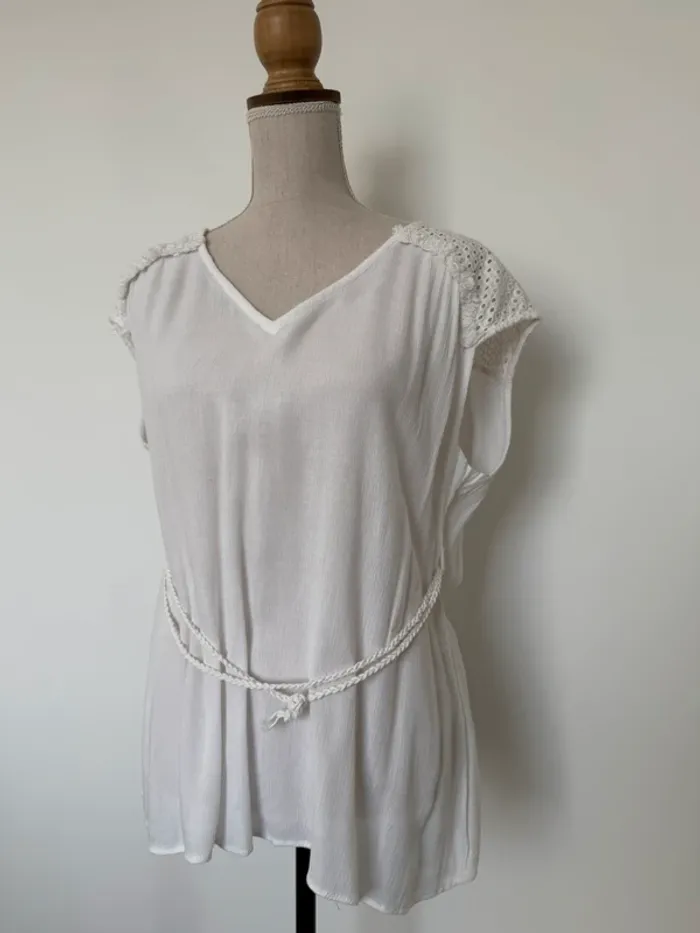 Haut t-shirt fluide blouse camicia blusa Camicetta camisa top crochet Ricamo Tanktop Camiseta - photo numéro 3