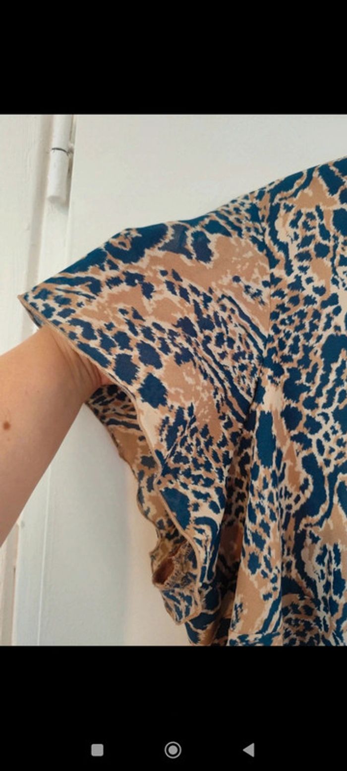 Blouse à motifs imprimés beige et bleu taille 50 Daxon - photo numéro 4