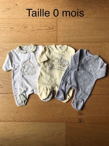 Lot de 3 pyjamas velours taille naissance