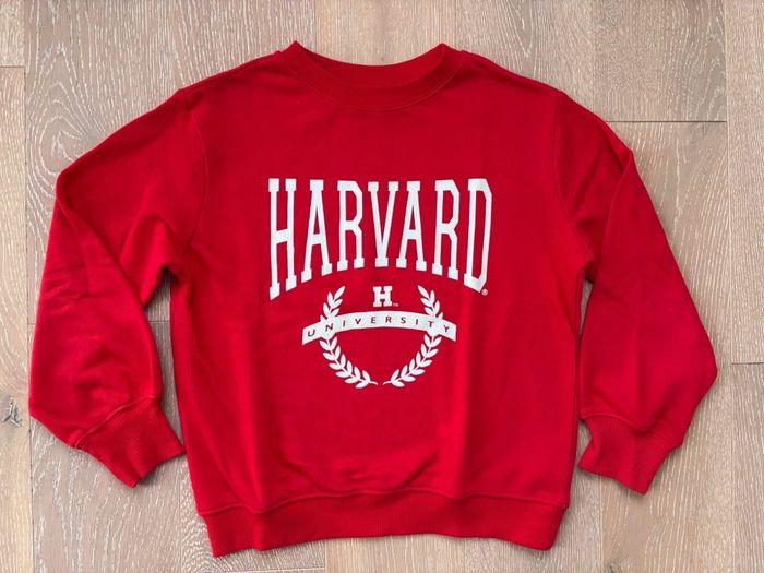 Sweat pull fille imprimé Harvard H&M rouge 8 ans tbe