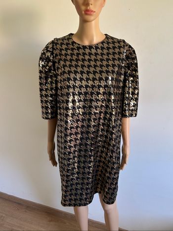 Robe noire et dorée neuve en sequins Molly Bracken taille S