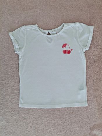 T-shirt manches courtes 3 ans In Extenso Blanc motif cerise