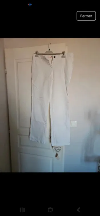 Pantalon lin blanc camaieu