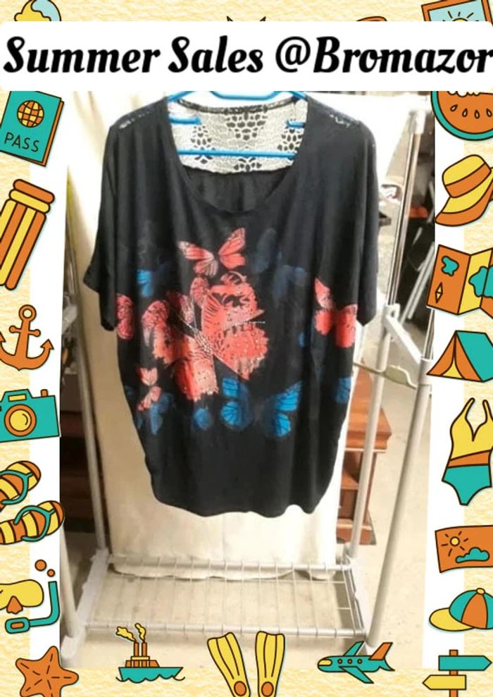 Blouse vintage motif papillon taille 42