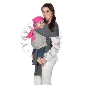 Écharpe de portage ByKay – Coton gris et motif fuschia