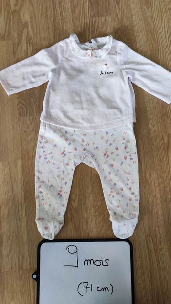 pyjama en velours et jersey taille 9 mois