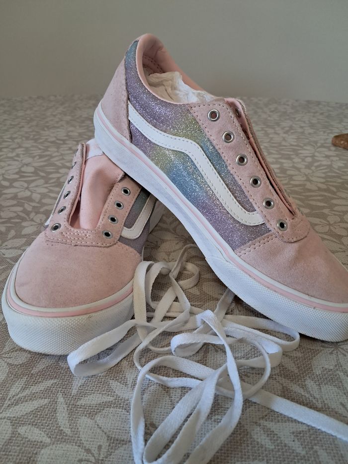 Vans rose paillettes  arc-en-ciel  taille 38 🌈