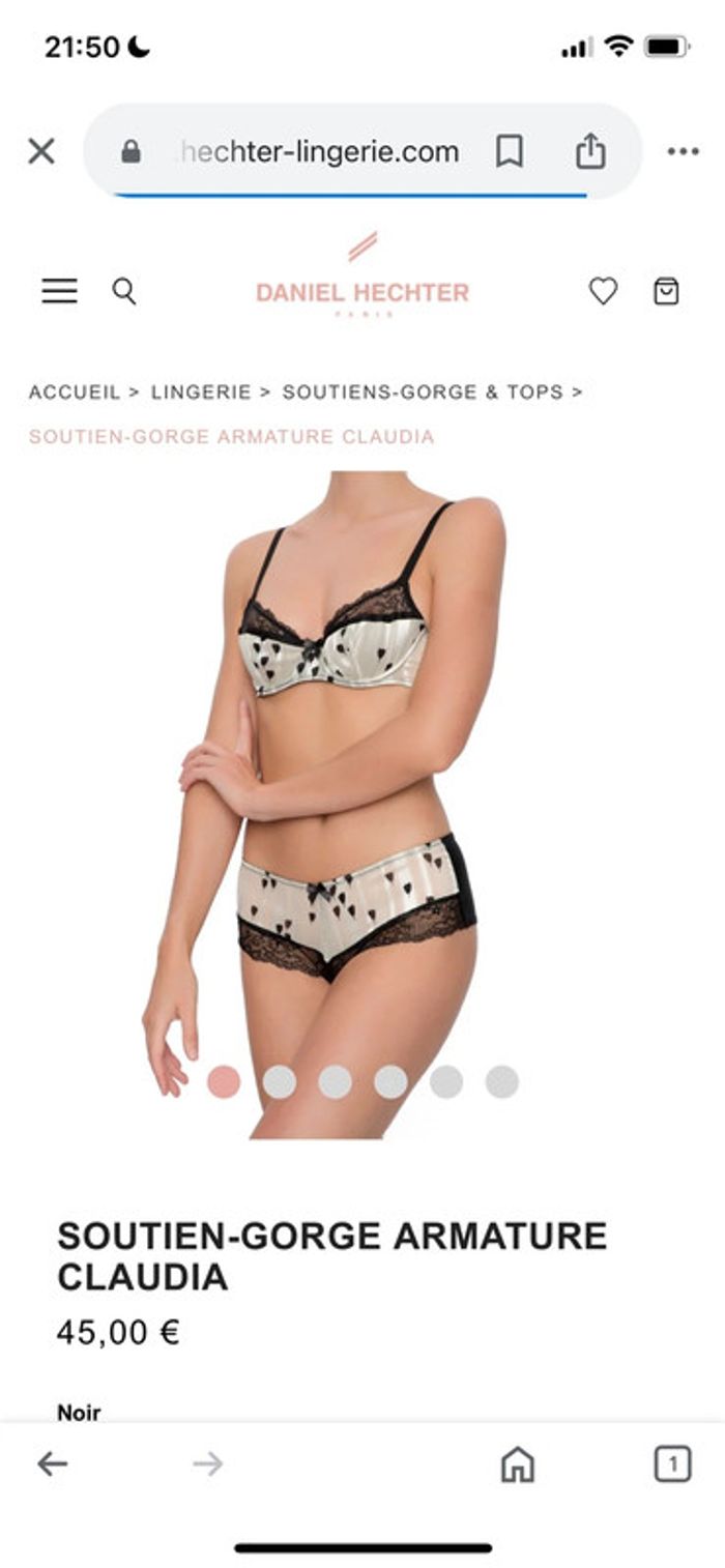 Soutien gorge avec armatures crème et noir à motifs et dentelle, taille 90B, marque Daniel Hechter - photo numéro 5