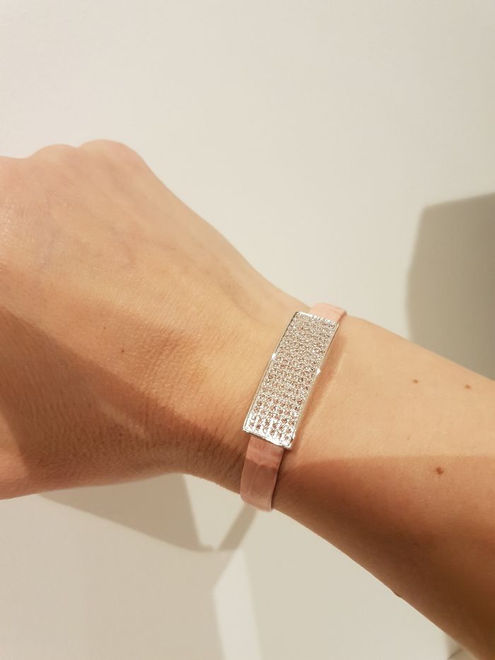 Bracelet cuir de veau rose avec oxyde de zirconium rose - photo numéro 4