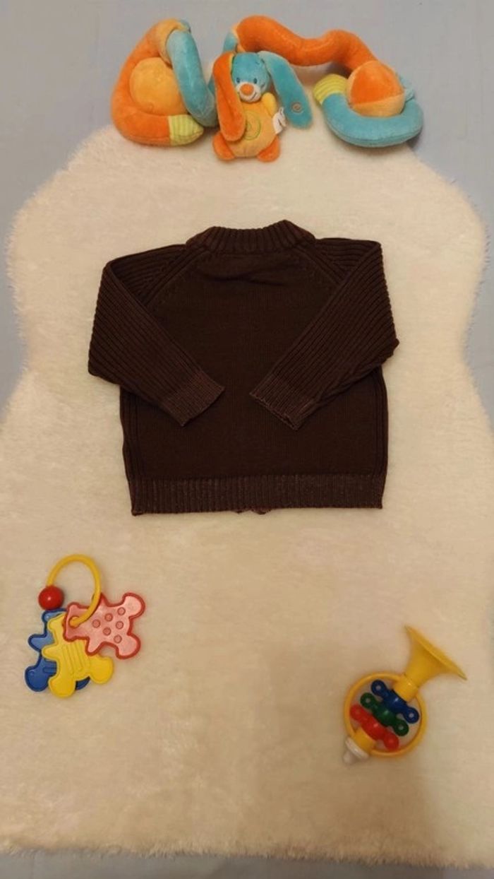 Gilet zippé côtelé marron "Have Fun With Orc" T. 6 mois Orchestra 💮100% Coton - photo numéro 6