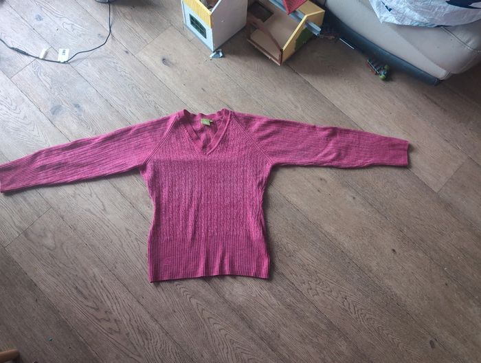 Pull torsadé laine aigle T40 fushia