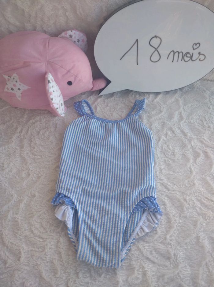 Maillot de bain 1 pièce rayé Fille 18 mois Obaïbi