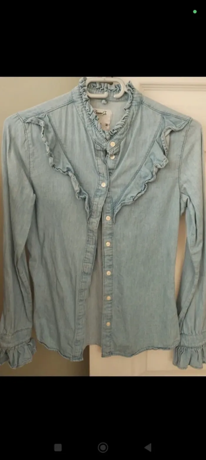 Chemise en jean à volants bleue claire denim co 34