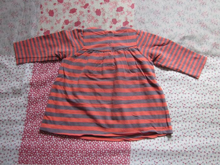 Tunique rayée rouge et marron 6 mois - photo numéro 2