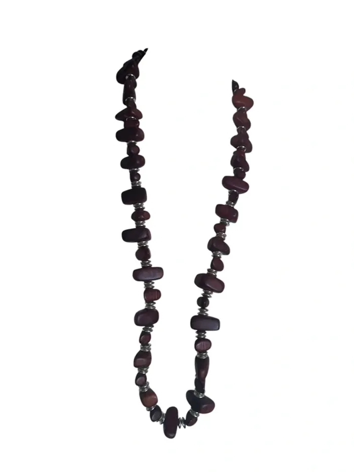 Collier necklace long sautoir bois ethnique