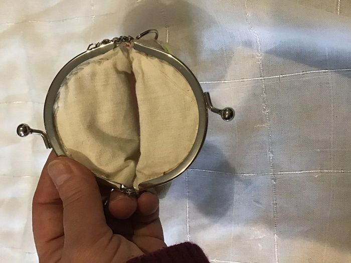 Porte monnaie tissu beige rouge et blanc 10X12,5 cm - photo numéro 4